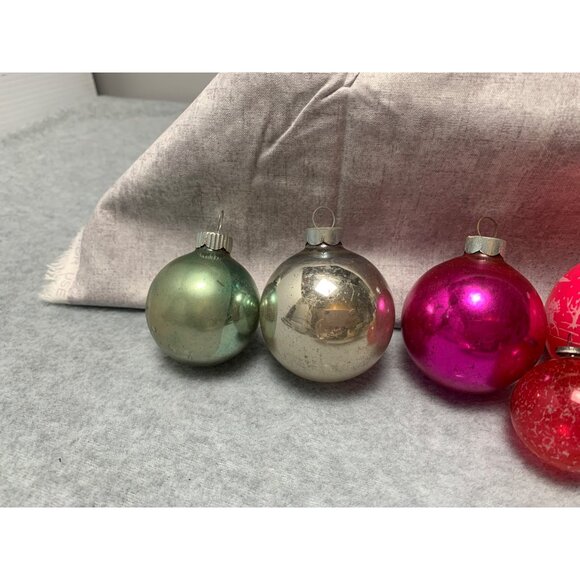 Vintage Glass Christmas Ornaments Set 14 Assorted Metallic Shine Unique Designs - Picture 4 of 12